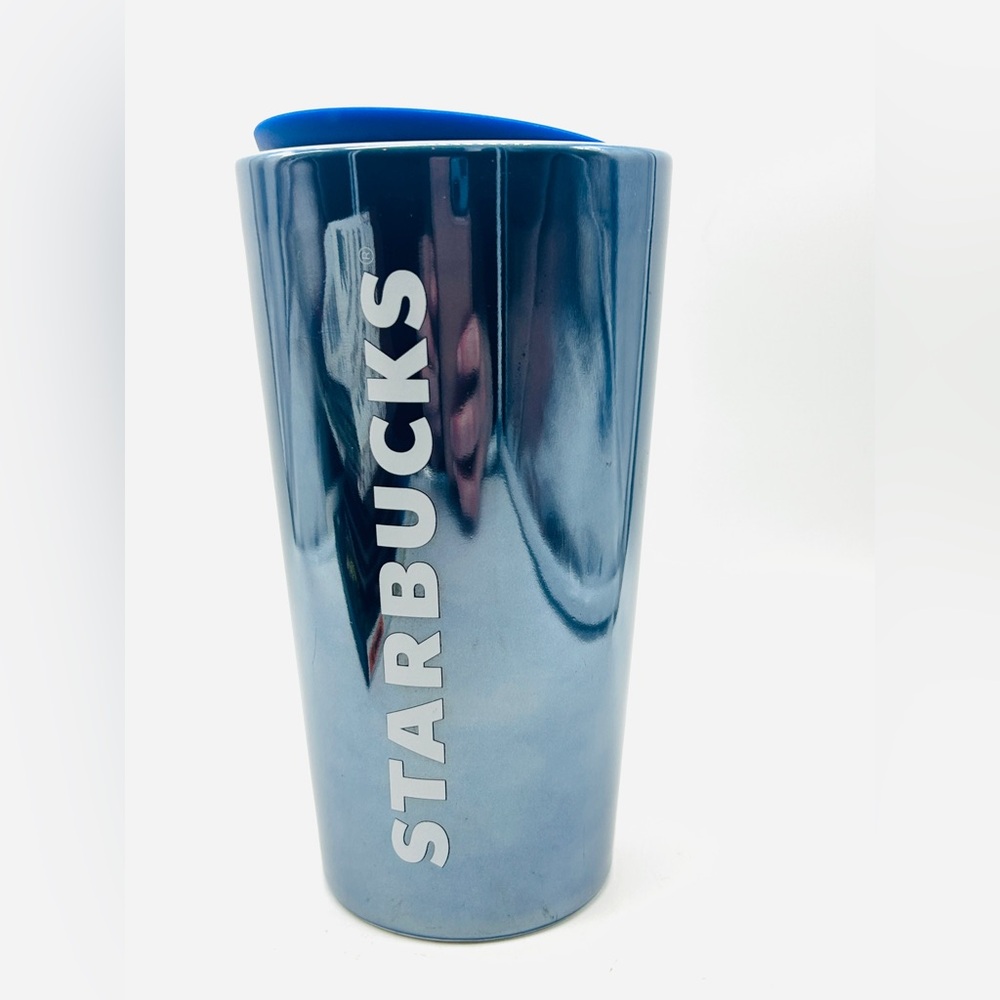 Starbucks Iridescent Blue Ceramic Tumbler Hot Travel Mug Cup 2023 - Never Used!